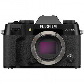 Fujifilm X-T50 Black front view with exposed lens mount and APS-C sensor