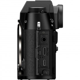 Fujifilm X-T50 Noir, vue latérale avec ports USB et HDMI, molette de sélection visible