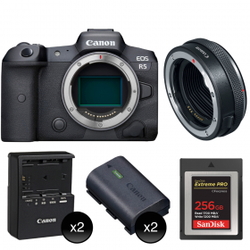 Canon EOS R5 + Canon EF-EOS R Premium + 2 Canon LPE6NH + 2 Chargeur LC-E6E + SanDisk 256GB Extreme PRO CFexpress Type B-1