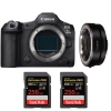 Canon EOS R5 Mark II + EF-EOS R + 2 SanDisk 256GB Extreme PRO UHS-II SDXC 300 MB/s|MCZ DIRECT