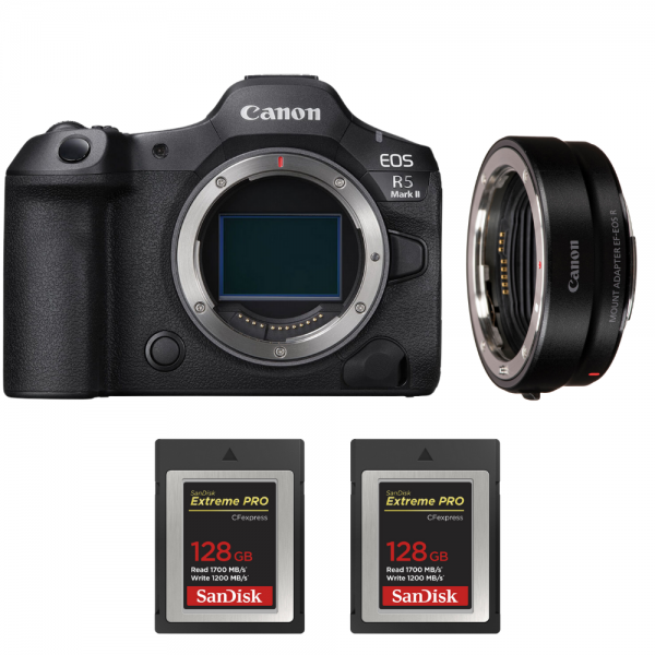 Canon EOS R5 Mark II + EF-EOS R + 2 SanDisk 128GB Extreme PRO CFexpress Type B