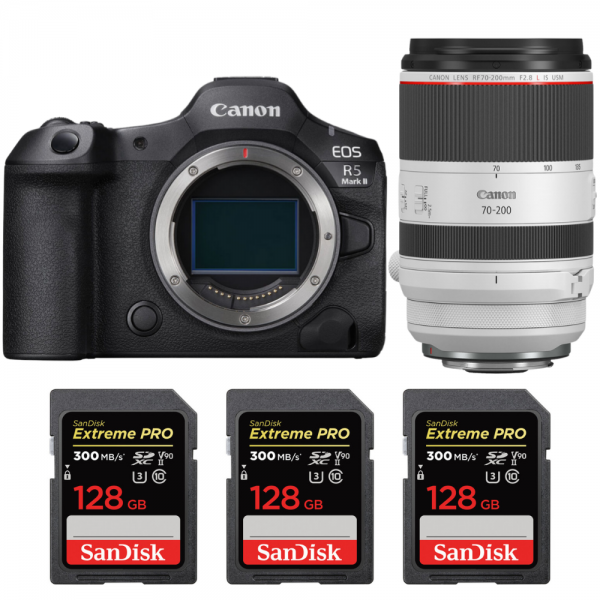Canon EOS R5 Mark II + RF 70-200mm f/2.8 L IS USM + 3 SanDisk 128GB Extreme PRO UHS-II SDXC 300 MB/s|MCZ DIRECT