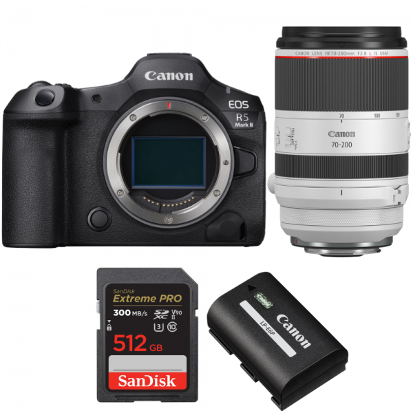 Canon EOS R5 Mark II + RF 70-200mm f/2.8 L IS USM + 1 SanDisk 512GB Extreme PRO UHS-II SDXC 300 MB/s + 1 Canon LP-E6P Canon APPAREIL PHOTO HYBRIDE 5 307,00 € MCZ DIRECT