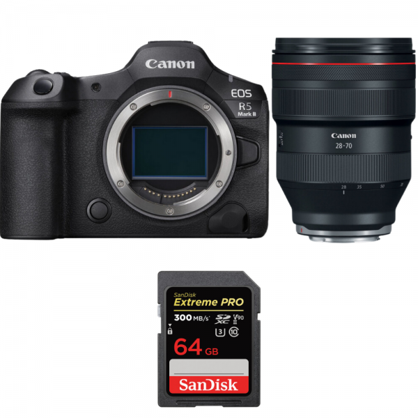 Canon EOS R5 Mark II + RF 28-70mm f/2 L USM + 1 SanDisk 64GB Extreme PRO UHS-II SDXC 300 MB/s Canon MIRRORLESS CAMERAS €5,452.00 MCZ DIRECT