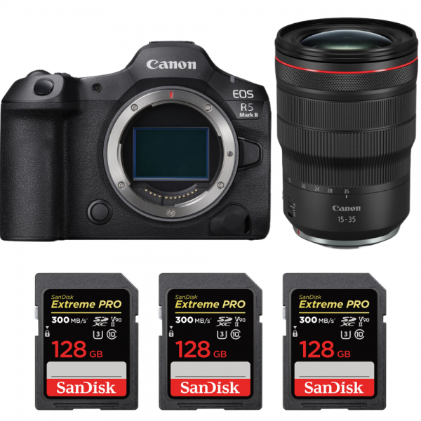 Canon EOS R5 Mark II + RF 15-35mm f/2.8 L IS USM + 3 SanDisk 128GB Extreme PRO UHS-II SDXC 300 MB/s Canon Canon EOS R5 Mark II + RF 15-35mm f/2.8 L IS USM €4,969.00 MCZ DIRECT