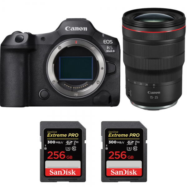 Canon EOS R5 Mark II + RF 15-35mm f/2.8 L IS USM + 2 SanDisk 256GB Extreme PRO UHS-II SDXC 300 MB/s Canon Canon EOS R5 Mark II + RF 15-35mm f/2.8 L IS USM €4,922.00 MCZ DIRECT