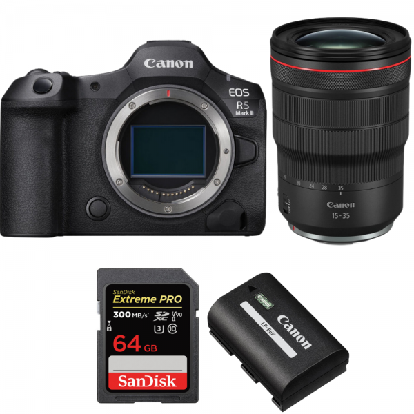 Canon EOS R5 Mark II + RF 15-35mm f/2.8 L IS USM + 1 SanDisk 64GB Extreme PRO UHS-II SDXC 300 MB/s + 1 Canon LP-E6P|MCZ DIRECT