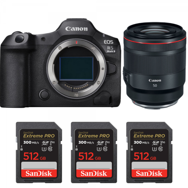 Canon EOS R5 Mark II + RF 50mm f/1.2 L USM + 3 SanDisk 512GB Extreme PRO UHS-II SDXC 300 MB/s