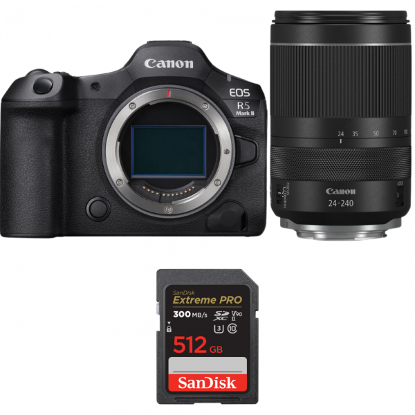 Canon EOS R5 Mark II + RF 24-240mm f/4-6.3 IS USM + 1 SanDisk 512GB Extreme PRO UHS-II SDXC 300 MB/s Canon APPAREIL PHOTO HYBRIDE 4 294,00 € MCZ DIRECT
