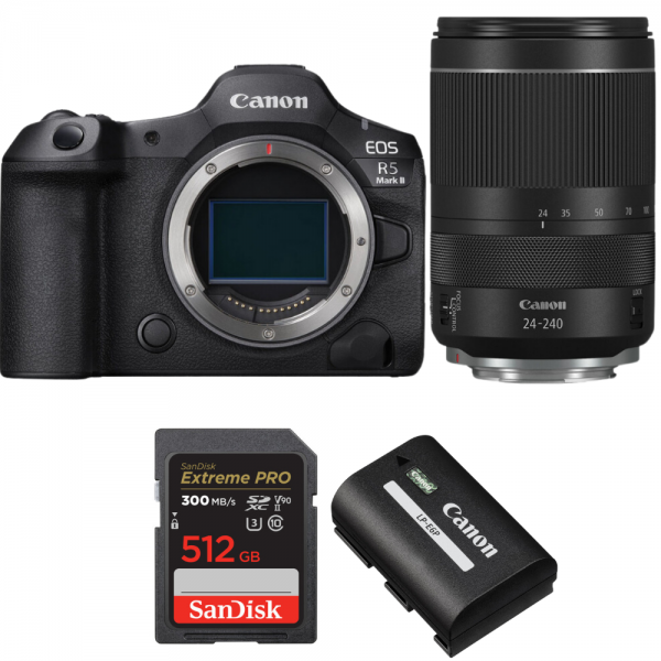 Canon EOS R5 Mark II + RF 24-240mm f/4-6.3 IS USM + 1 SanDisk 512GB Extreme PRO UHS-II SDXC 300 MB/s + 1 Canon LP-E6P|MCZ DIRECT