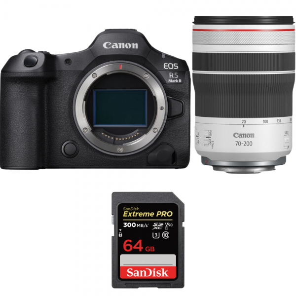 Canon EOS R5 Mark II + RF 70-200mm f/4 L IS USM + 1 SanDisk 64GB Extreme PRO UHS-II SDXC 300 MB/s