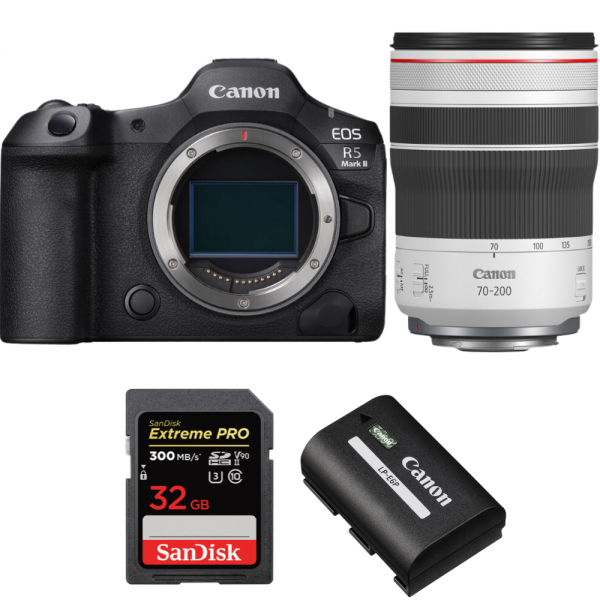 Canon EOS R5 Mark II + RF 70-200mm f/4 L IS USM + 1 SanDisk 32GB Extreme PRO UHS-II SDXC 300 MB/s + 1 Canon LP-E6P|MCZ DIRECT