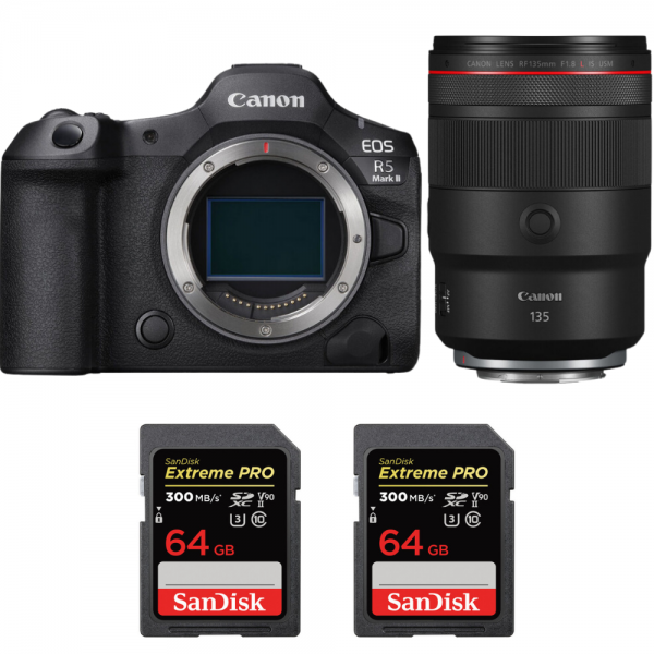 Canon EOS R5 Mark II + RF 135mm f/1.8 L IS USM + 2 SanDisk 64GB Extreme PRO UHS-II SDXC 300 MB/s|MCZ DIRECT