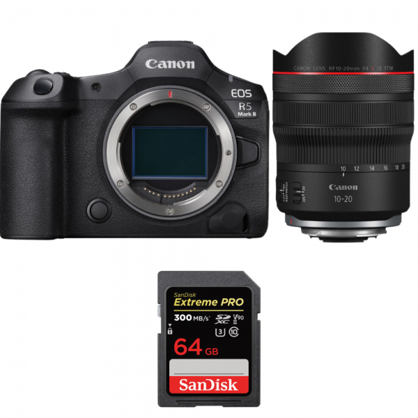 Canon EOS R5 Mark II + RF 10-20mm f/4 L IS STM + 1 SanDisk 64GB Extreme PRO UHS-II SDXC 300 MB/s