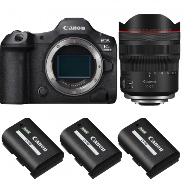 Canon EOS R5 Mark II + RF 10-20mm f/4 L IS STM + 3 Canon LP-E6P