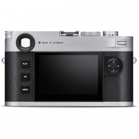 Leica M11-P Silver rear view showcasing LCD screen and control buttons