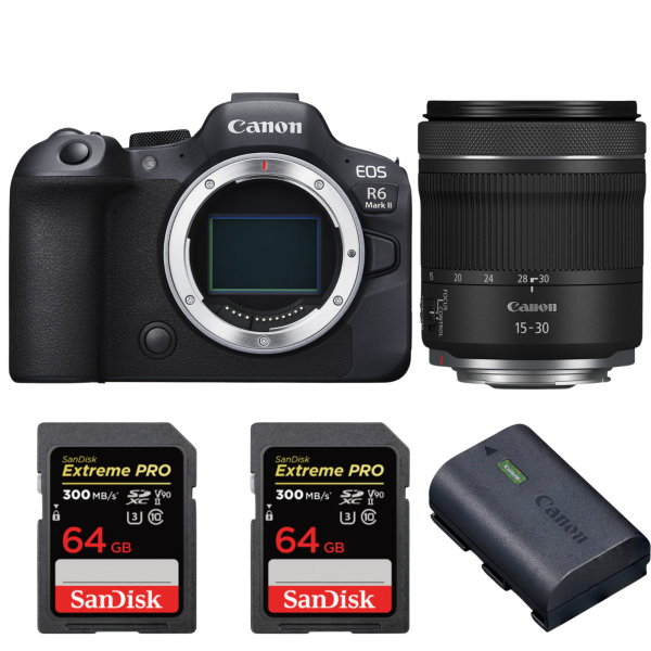 Canon EOS R6 Mark II + RF 15-30mm f/4.5-6.3 IS STM + 2 SanDisk 64GB Extreme PRO UHS-II SDXC 300 MB/s + 1 Canon LP-E6NH|MCZ DIRECT