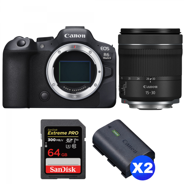 Canon EOS R6 Mark II + RF 15-30mm f/4.5-6.3 IS STM + 1 SanDisk 64GB Extreme PRO UHS-II SDXC 300 MB/s + 2 Canon LP-E6NH|MCZ DIRECT