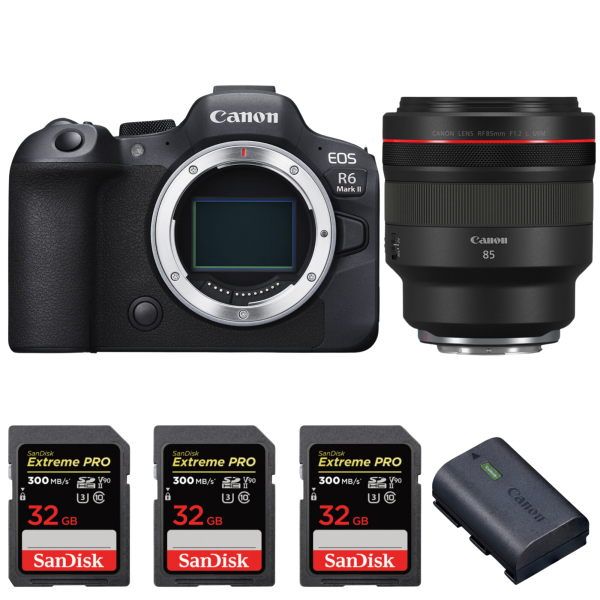 Canon EOS R6 Mark II + RF 85mm f/1.2 L USM + 3 SanDisk 32GB Extreme PRO UHS-II SDXC 300 MB/s + 1 Canon LP-E6NH|MCZ DIRECT