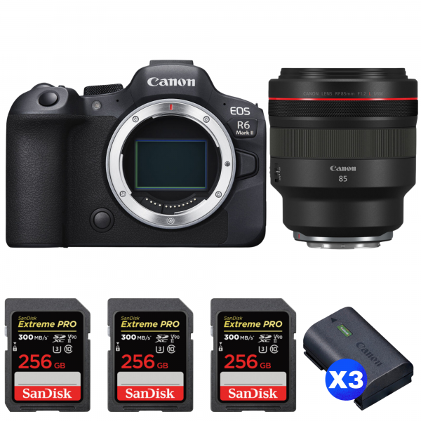 Canon EOS R6 Mark II + RF 85mm f/1.2 L USM + 3 SanDisk 256GB Extreme PRO UHS-II SDXC 300 MB/s + 3 Canon LP-E6NH|MCZ DIRECT