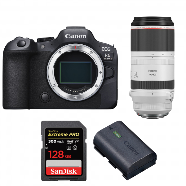 Canon EOS R6 Mark II + RF 100-500mm f/4.5-7.1 L IS USM + 1 SanDisk 128GB Extreme PRO UHS-II SDXC 300 MB/s + 1 Canon LP-E6NH-1