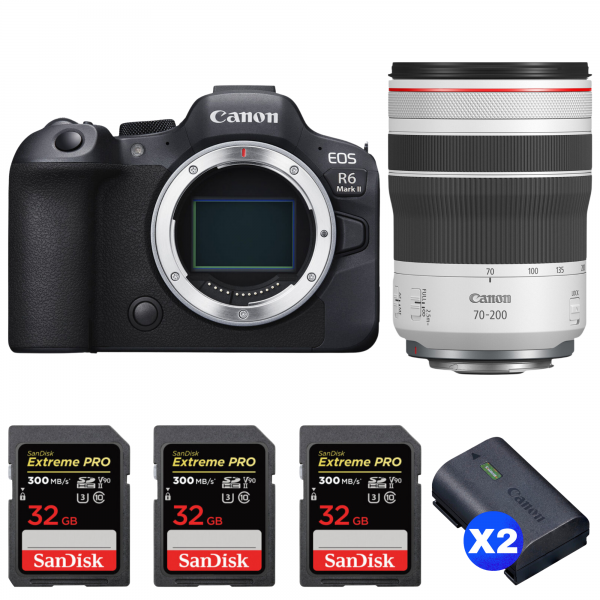 Canon EOS R6 Mark II + RF 70-200mm f/4 L IS USM + 3 SanDisk 32GB Extreme PRO UHS-II SDXC 300 MB/s + 2 Canon LP-E6NH-1