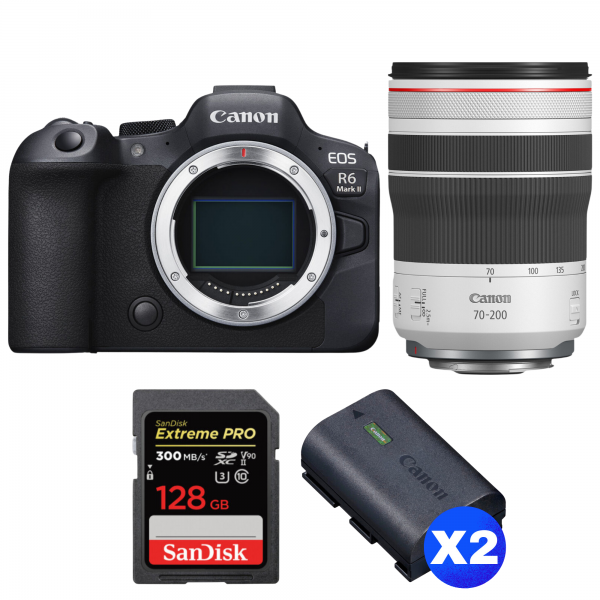 Canon EOS R6 Mark II + RF 70-200mm f/4 L IS USM + 1 SanDisk 128GB Extreme PRO UHS-II SDXC 300 MB/s + 2 Canon LP-E6NH-1
