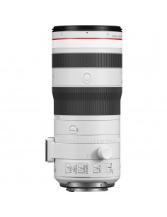 Objectif Canon RF 70-200mm f/2.8 L IS USM Z blanc avec monture RF et commandes de mise au point