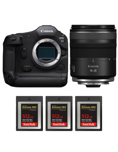 Canon EOS R1 + RF 16-28mm f/2.8 IS STM + 3 SanDisk 512GB Extreme PRO CFexpress Type B|MCZ DIRECT