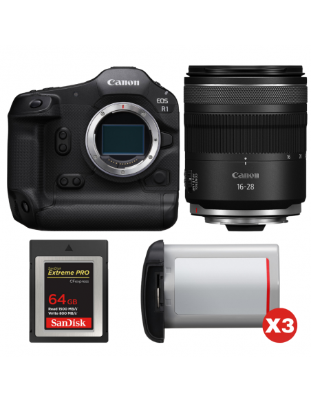 Canon EOS R1 + RF 16-28mm f/2.8 IS STM + 1 SanDisk 64GB Extreme PRO CFexpress Type B + 3 Canon LP-E19|MCZ DIRECT