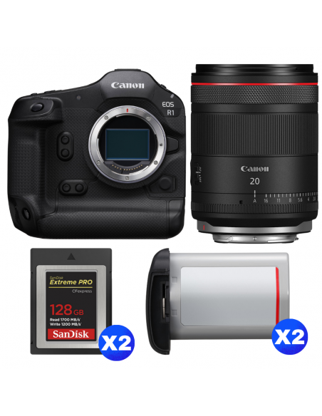 Canon EOS R1 + RF 20mm f/1.4 L VCM + 2 SanDisk 128GB Extreme PRO CFexpress Type B + 2 Canon LP-E19|MCZ DIRECT