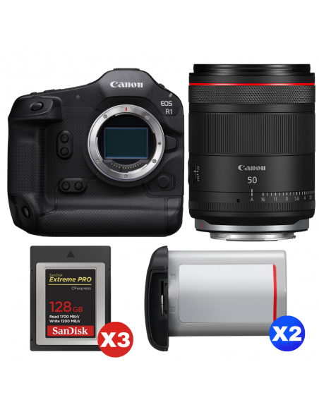 Canon EOS R1 + RF 50mm f/1.4 L VCM + 3 SanDisk 128GB Extreme PRO CFexpress Type B + 2 Canon LP-E19|MCZ DIRECT
