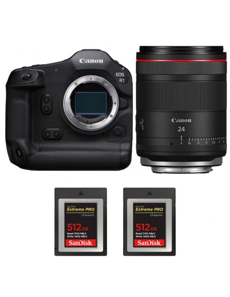 Canon EOS R1 + RF 24mm f/1.4 L VCM + 2 SanDisk 512GB Extreme PRO CFexpress Type B|MCZ DIRECT