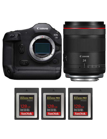 Canon EOS R1 + RF 24mm f/1.4 L VCM + 3 SanDisk 128GB Extreme PRO CFexpress Type B|MCZ DIRECT