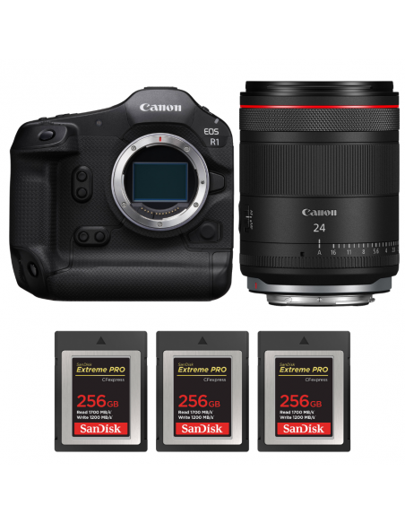Canon EOS R1 + RF 24mm f/1.4 L VCM + 3 SanDisk 256GB Extreme PRO CFexpress Type B|MCZ DIRECT