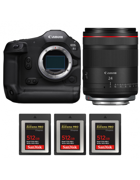 Canon EOS R1 + RF 24mm f/1.4 L VCM + 3 SanDisk 512GB Extreme PRO CFexpress Type B|MCZ DIRECT