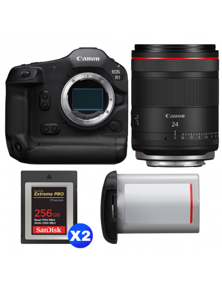 Canon EOS R1 + RF 24mm f/1.4 L VCM + 2 SanDisk 256GB Extreme PRO CFexpress Type B + Canon LP-E19|MCZ DIRECT