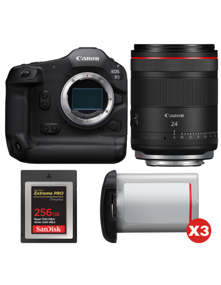 Canon EOS R1 + RF 24mm f/1.4 L VCM + 1 SanDisk 256GB Extreme PRO CFexpress Type B + 3 Canon LP-E19|MCZ DIRECT