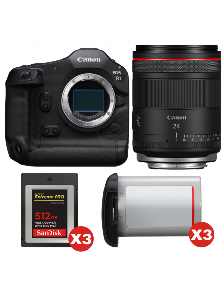 Canon EOS R1 + RF 24mm f/1.4 L VCM + 3 SanDisk 512GB Extreme PRO CFexpress Type B + 3 Canon LP-E19|MCZ DIRECT