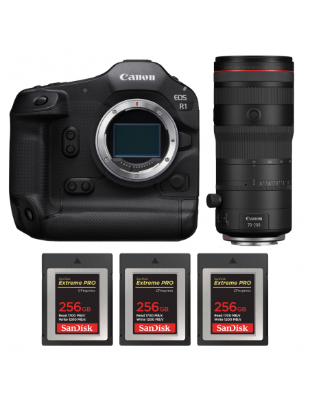Canon EOS R1 + RF 70-200mm f/2.8 L IS USM Z Black + 3 SanDisk 256GB Extreme PRO CFexpress Type B|MCZ DIRECT
