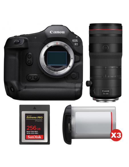 Canon EOS R1 + RF 70-200mm f/2.8 L IS USM Z Black + 1 SanDisk 256GB Extreme PRO CFexpress Type B + 3 Canon LP-E19|MCZ DIRECT