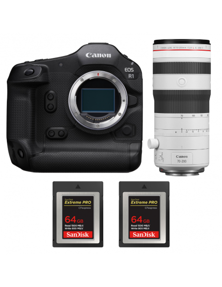 Canon EOS R1 + RF 70-200mm f/2.8 L IS USM Z White + 2 SanDisk 64GB Extreme PRO CFexpress Type B|MCZ DIRECT
