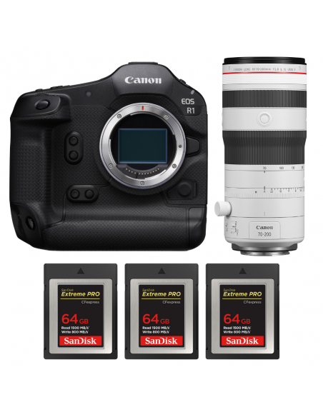 Canon EOS R1 + RF 70-200mm f/2.8 L IS USM Z White + 3 SanDisk 64GB Extreme PRO CFexpress Type B|MCZ DIRECT