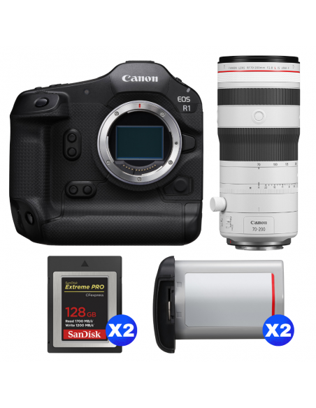 Canon EOS R1 + RF 70-200mm f/2.8 L IS USM Z White + 2 SanDisk 128GB Extreme PRO CFexpress Type B + 2 Canon LP-E19|MCZ DIRECT