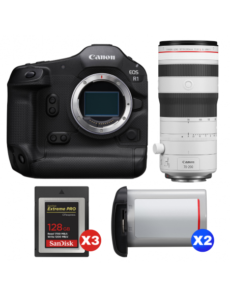 Canon EOS R1 + RF 70-200mm f/2.8 L IS USM Z White + 3 SanDisk 128GB Extreme PRO CFexpress Type B + 2 Canon LP-E19|MCZ DIRECT