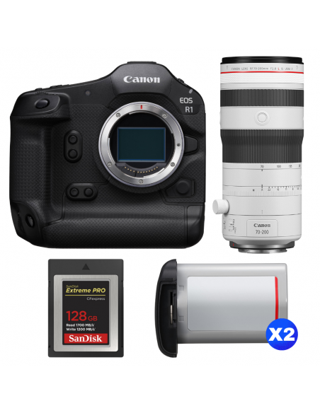 Canon EOS R1 + RF 70-200mm f/2.8 L IS USM Z White + 1 SanDisk 128GB Extreme PRO CFexpress Type B + 2 Canon LP-E19|MCZ DIRECT