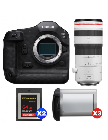 Canon EOS R1 + RF 70-200mm f/2.8 L IS USM Z White + 2 SanDisk 64GB Extreme PRO CFexpress Type B + 3 Canon LP-E19|MCZ DIRECT