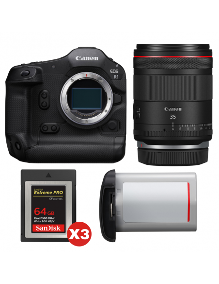 Canon EOS R1 + RF 35mm f/1.4 L VCM + 3 SanDisk 64GB Extreme PRO CFexpress Type B + Canon LP-E19|MCZ DIRECT