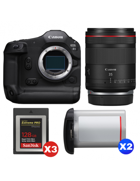 Canon EOS R1 + RF 35mm f/1.4 L VCM + 3 SanDisk 128GB Extreme PRO CFexpress Type B + 2 Canon LP-E19|MCZ DIRECT