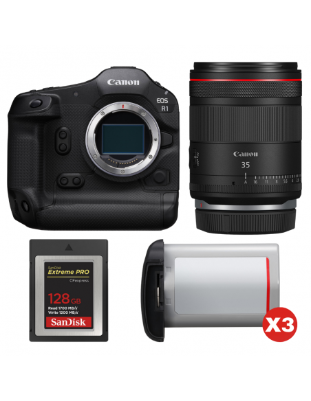 Canon EOS R1 + RF 35mm f/1.4 L VCM + 1 SanDisk 128GB Extreme PRO CFexpress Type B + 3 Canon LP-E19|MCZ DIRECT